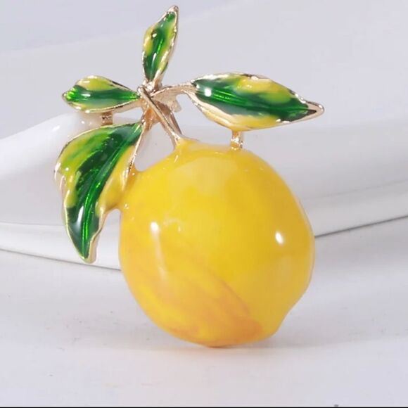 LEMON ENAMEL BROOCH - Picture 1 of 3